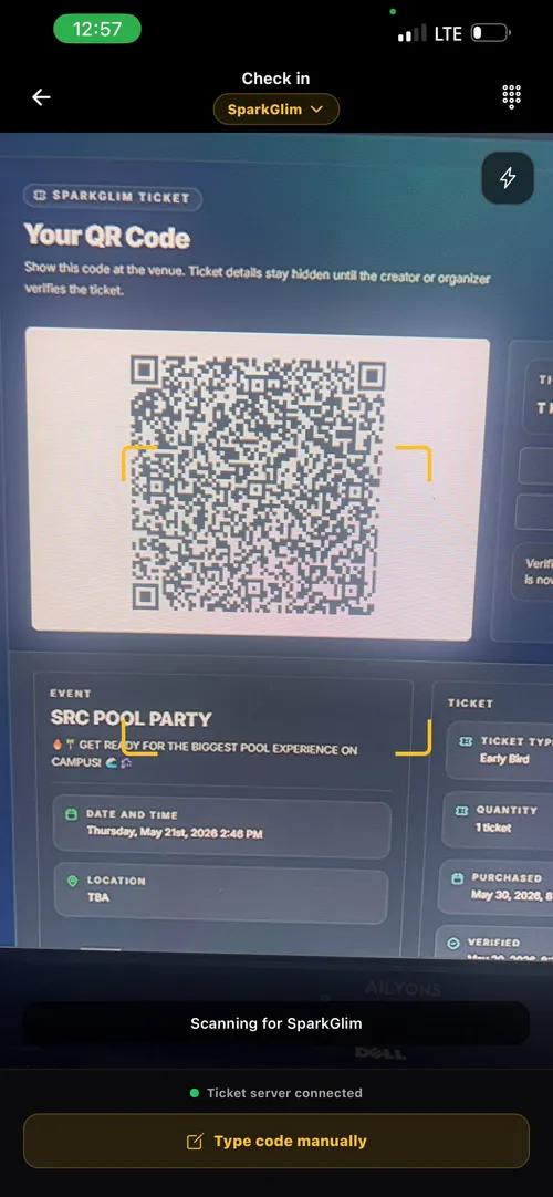 L’application réelle SparkGlim Creator affichant le contrôle des billets